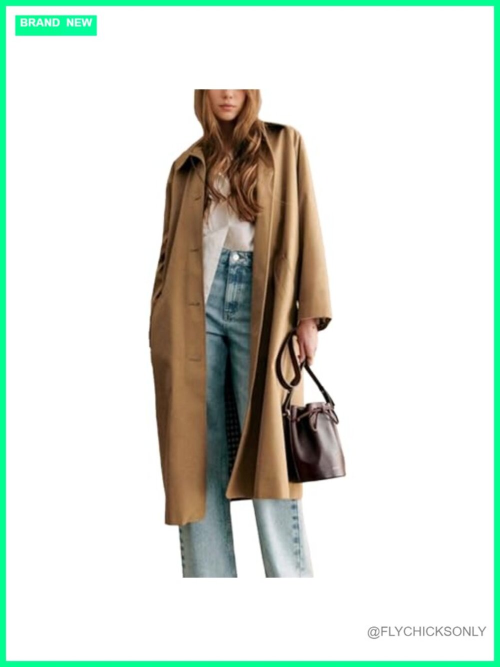 Oversized Long Trench Coat Single Breasted Windproof Fall Jacket